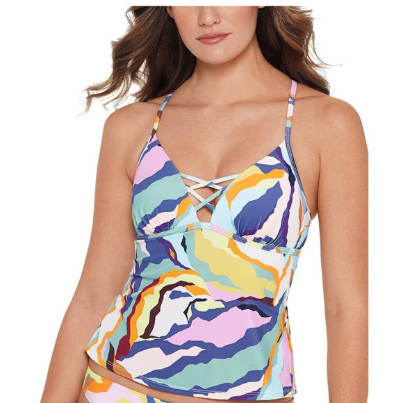 Salt & Cove Multi Color Zebra Tankini Top - XS - Picture 1 of 3